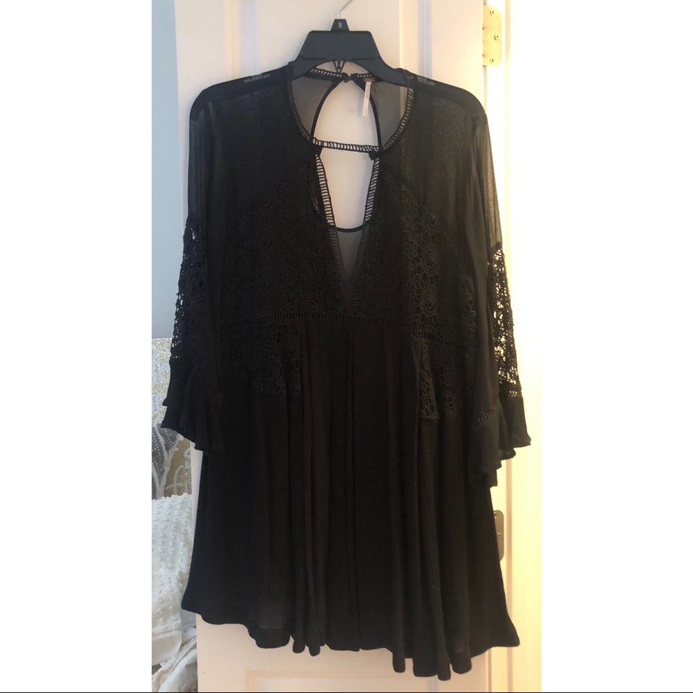 Free People Sheer Black Dress